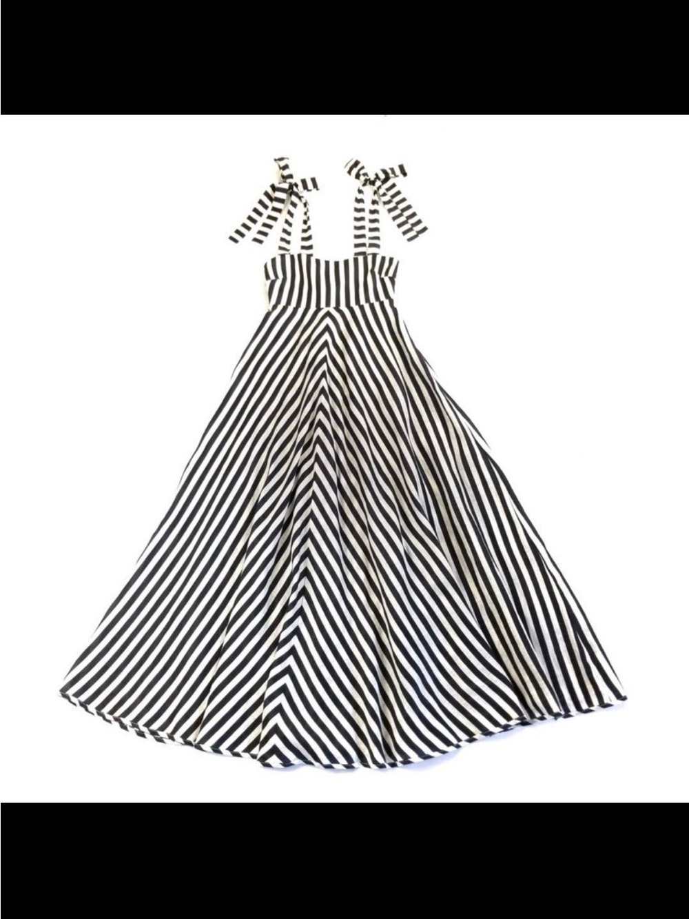 Zimmermann Black & White Striped Tie-Shoulder Maxi Dress size 1 Like New